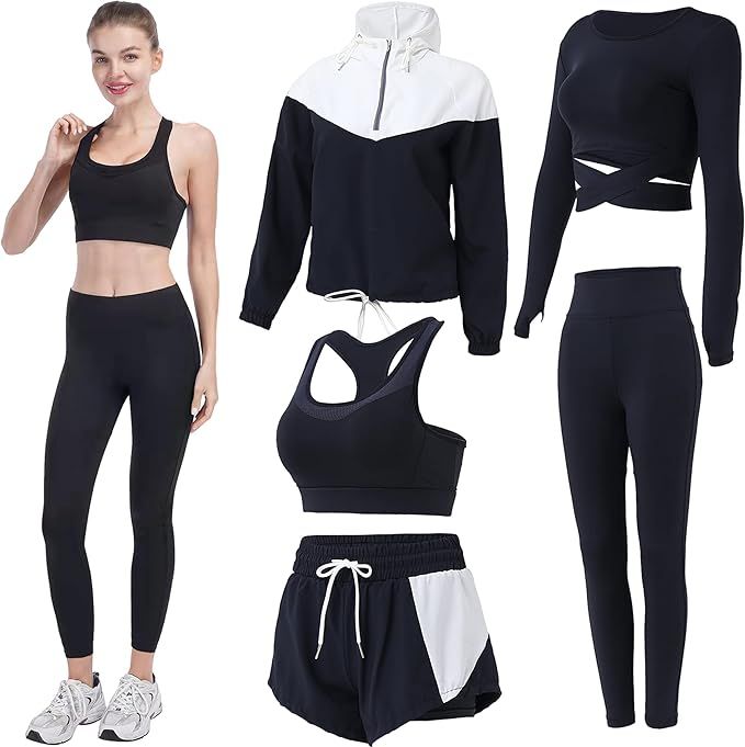 Inmarces Workout Sets for Women 5 PCS Yoga Outfits Activewear Tracksuit Sets | Amazon (UK)
