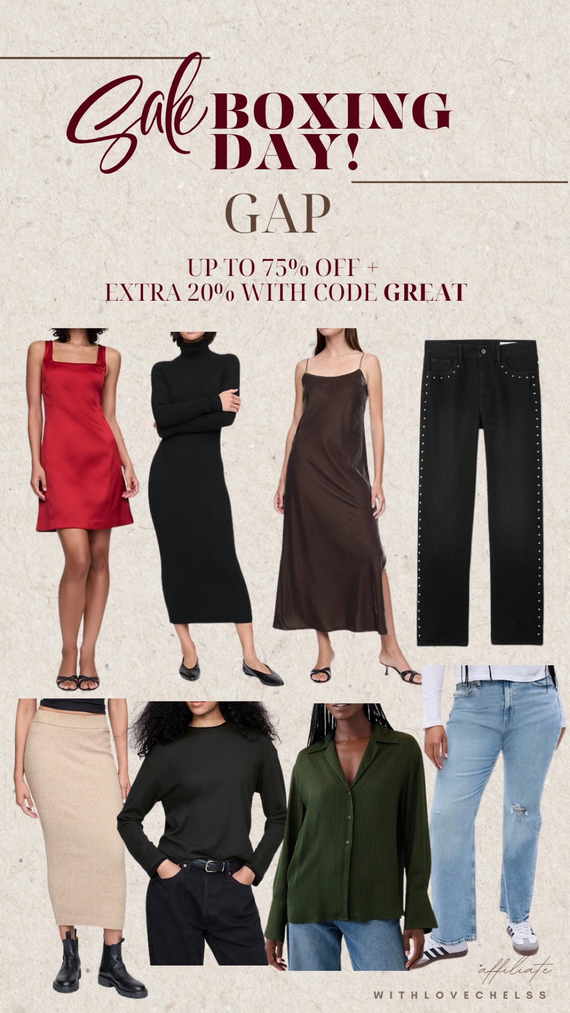 GAP Boxing Day sale‼️
Up to 75% off everything, extra 50% off markdowns + extra 20% off with code GREAT

#boxingdaysale #LTKBoxingday


#LTKwinter #LTKsale #LTKcanada

#LTKpartywear #LTKworkwear