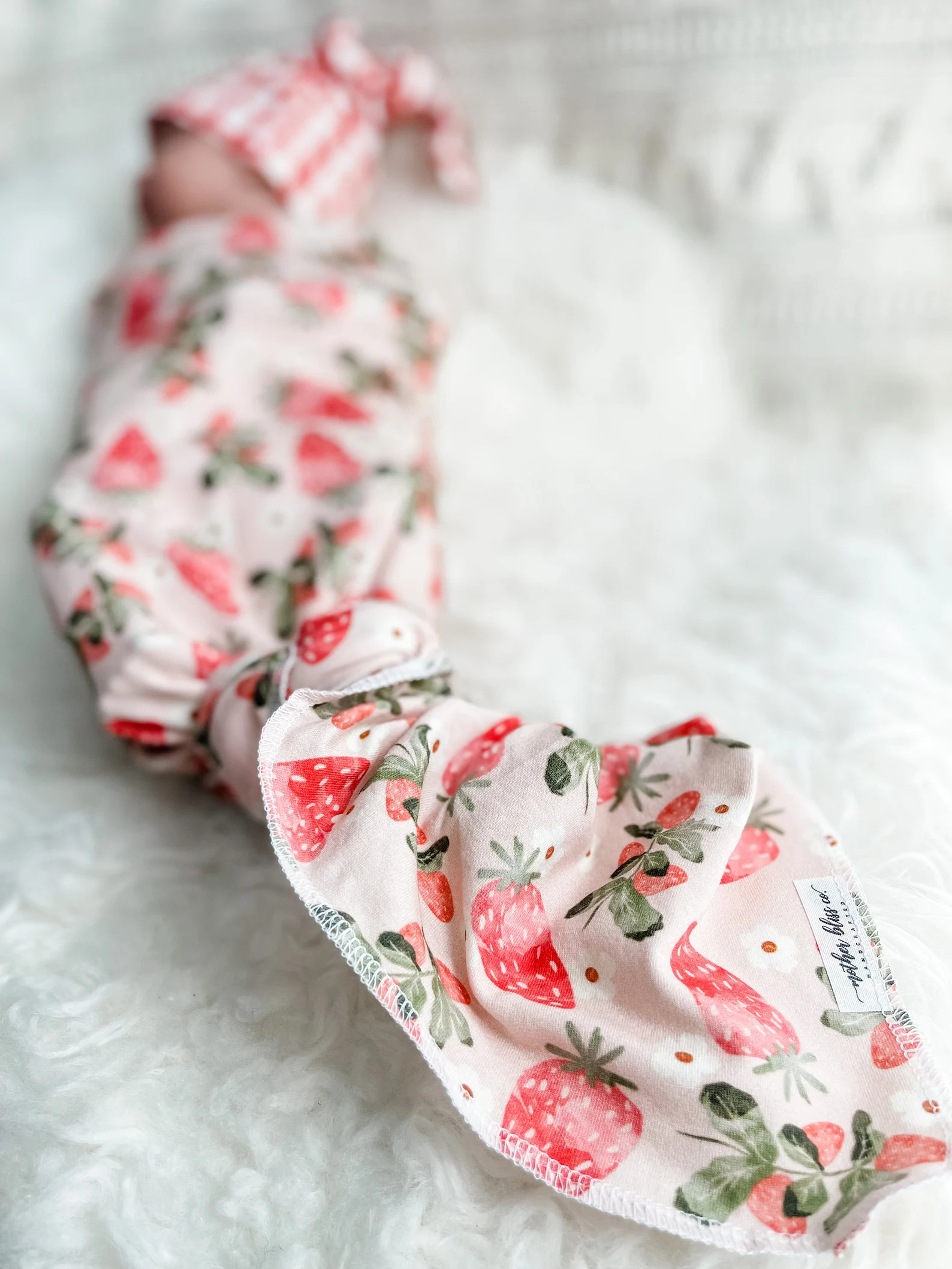 Watercolor Strawberry Fruit Swaddle Blanket With Coordinating Knotted Gingham Hat Soft Blanket Se... | Etsy (US)
