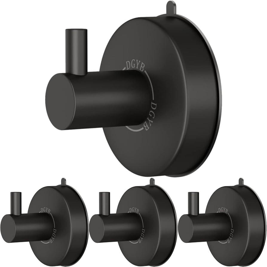 DGYB Suction Cup Hooks for Shower Set of 4 Towel Hooks for Bathrooms SUS 304 Stainless Steel Matt... | Amazon (US)