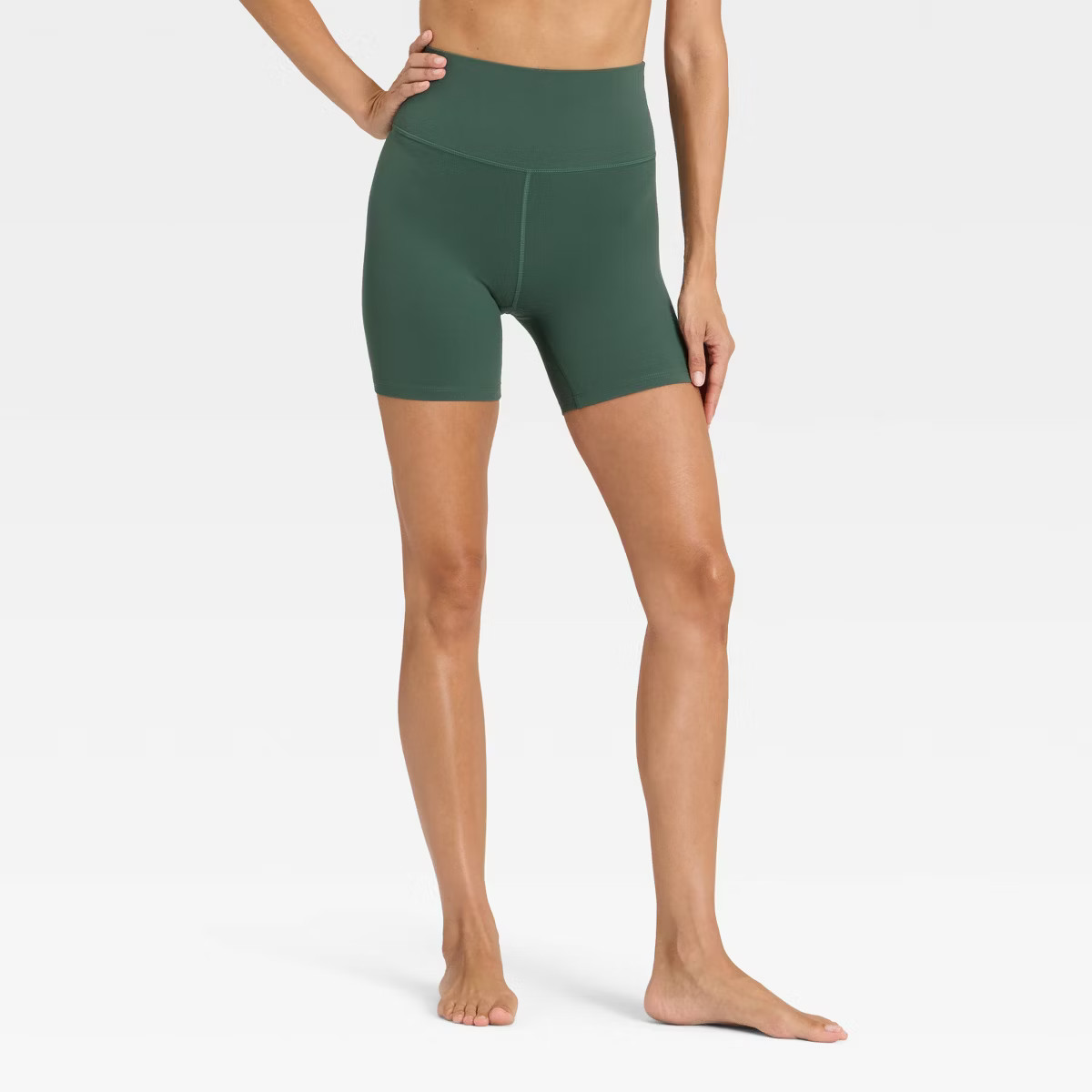 Women's Everyday Soft Ultra High-Rise Bike Shorts 6" - All In Motion™ Dark Green S | Target