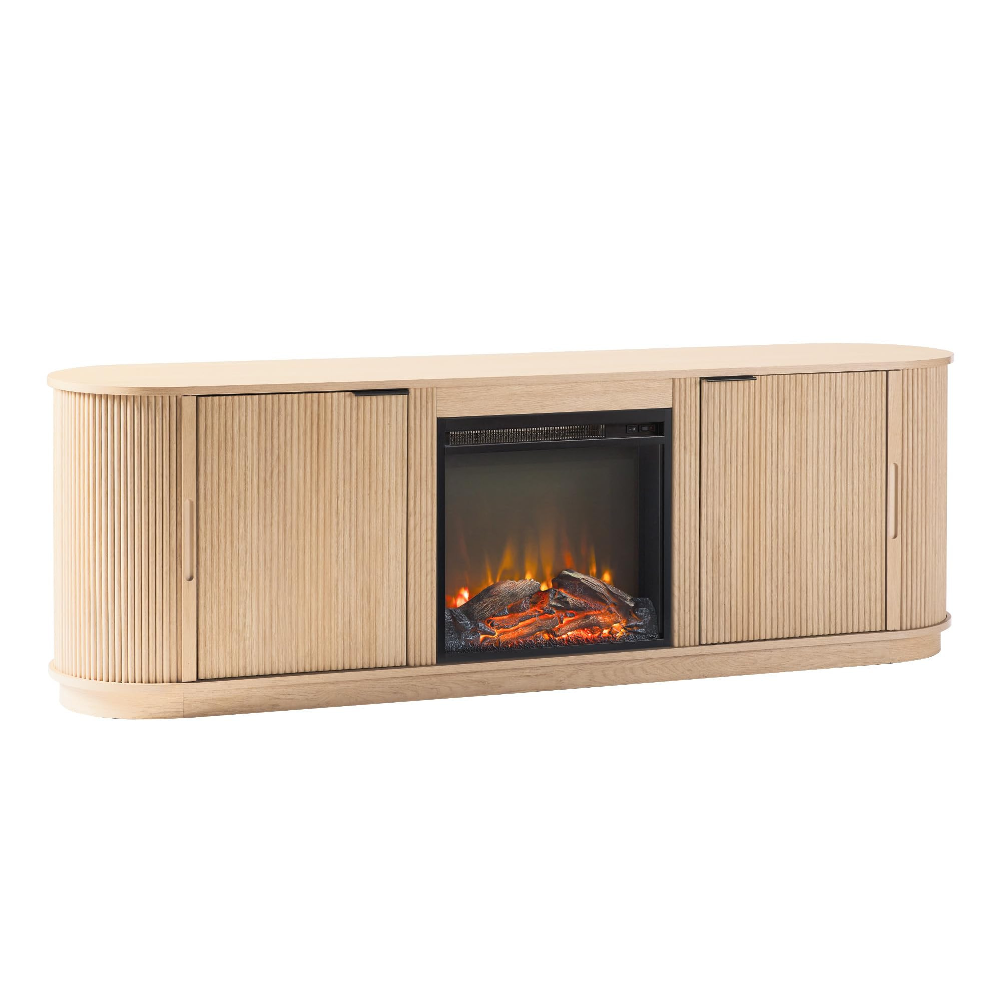 Walker Edison Modern Reeded TV Stand with Freestanding Electric Fireplace Insert for TVs up to 75... | Amazon (US)