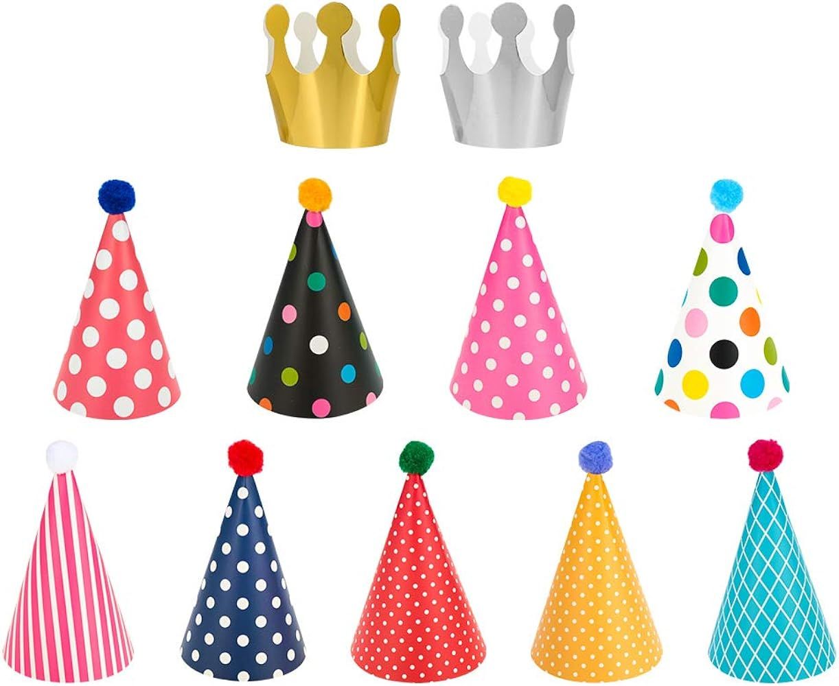 AUXSOUL 11Pcs Cone Party Hats Party Hats Birthday Party Decorations Favors 9 Paper Hat + 2 Crown ... | Amazon (CA)