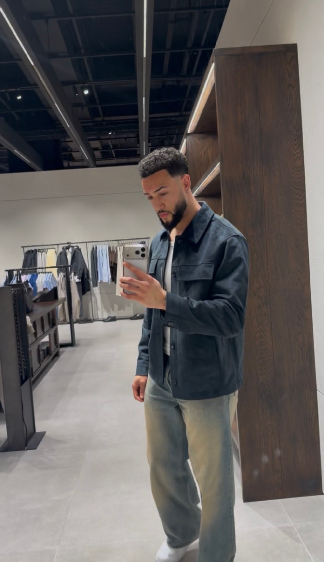 Navy overshirt + light blue denim 💙 An easy men's autumn outfit with relaxed jeans and a white vest. Recreate the look with the similar Only & Sons navy jersey overshirt from New Look tagged below — a jersey alternative to the jacket pictured. Similar jeans and vest linked too. Save this look for your next weekend fit.

#MensFashion #AutumnOutfits #DenimStyle 

 #LTKuk #LTKautumn #LTKmens