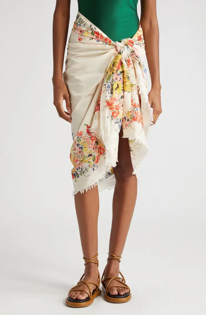 Zimmermann Floral Raw Hem Cotton Sarong | Nordstrom | Nordstrom