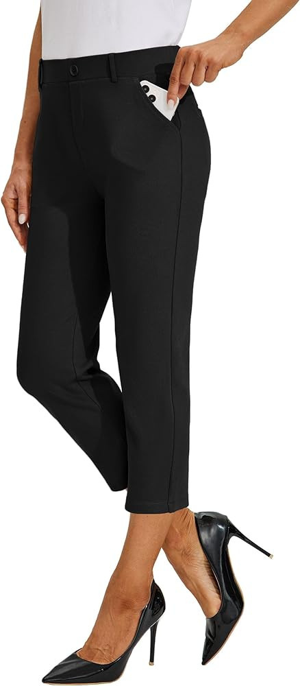 Willit Women's Capri Pants Dress Yoga Work Capri Slacks Stretch Office Business Casual Pants High... | Amazon (US)