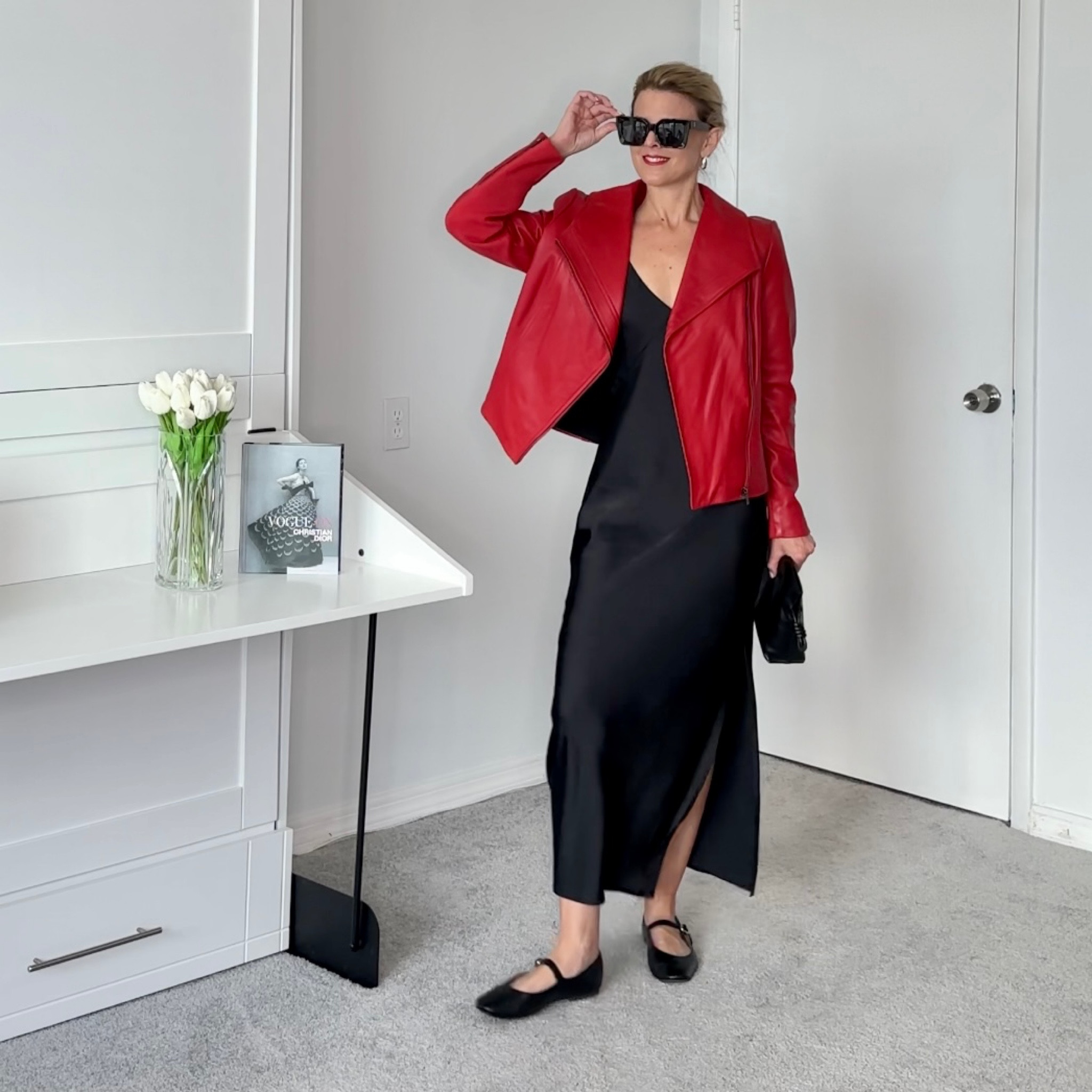 My jacket is old.    I linked sone newer ones.     That red leather trench is gorgeous!    