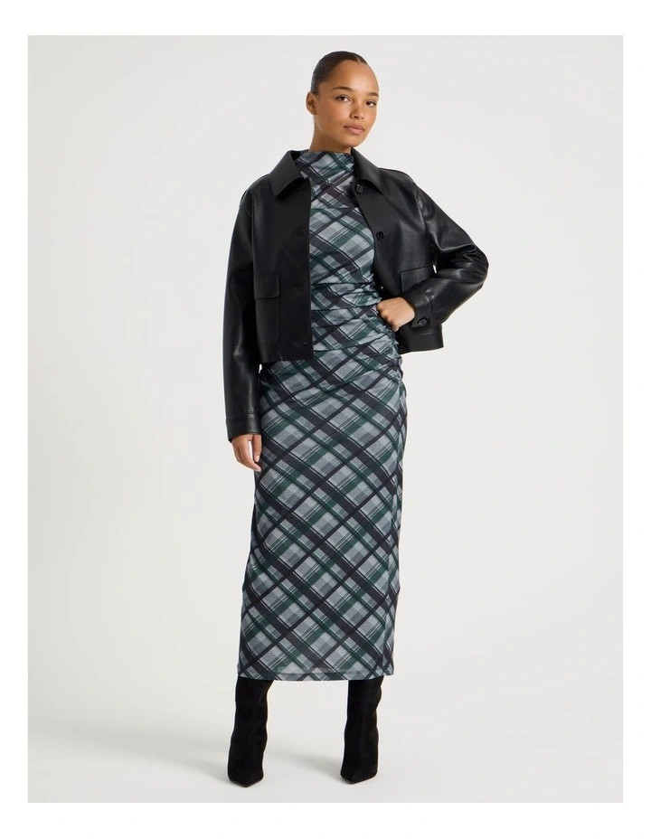 BlaqJersey Long Sleeve Midi Dress in Atlantic Check | Myer