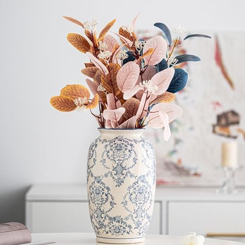 Blue and White Vase, Vintage Blue Ceramic Flower Vessel,Ceramic vases for Home Decor,Vintage Vase... | Amazon (US)