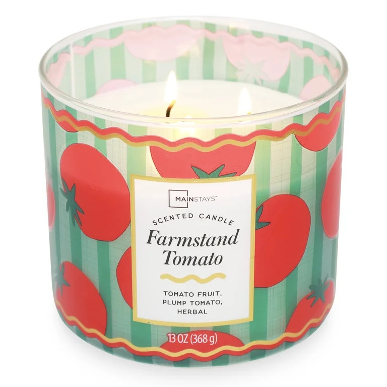 Mainstays Vela de Fragancia de Tomate de Granja con 3 Mechas y Envoltura Decorativa, 13 Onzas | Walmart (US)
