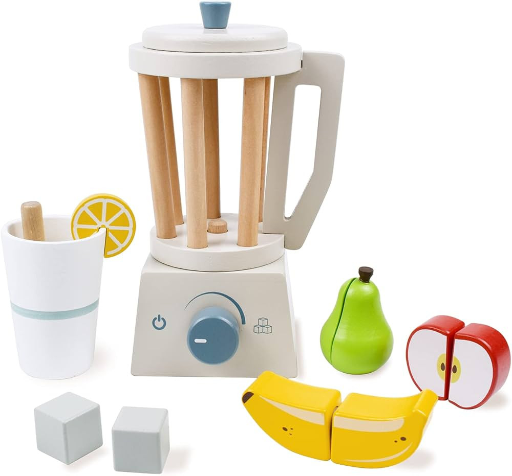 PairPear Smoothie Maker Blender Set - Wooden Toy Mixer Food Play Kitchen 14 pcs Accessories for K... | Amazon (US)
