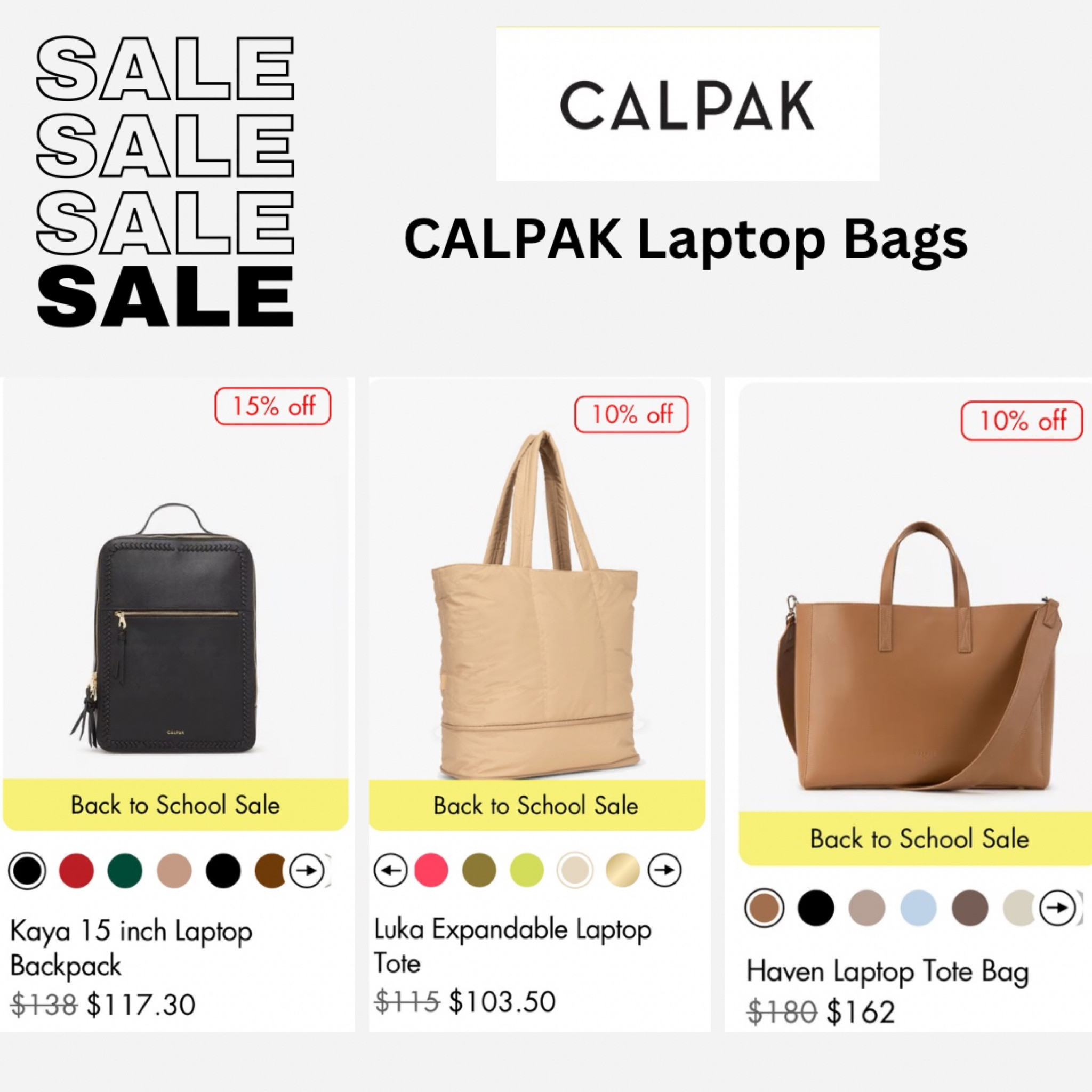 CALPAK Sale on Laptop Bags (10-15% off)

Back to school sale is up to 50% on select items - includes luggage, bags, etc! 

#LTKSaleAlert #LTKTravel #LTKBacktoSchool