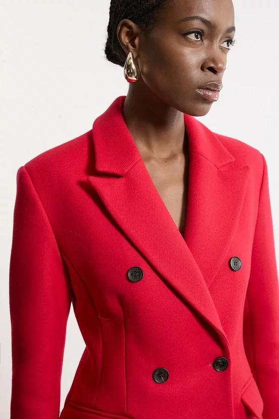 Italian Wool Double Breasted Tailored Maxi Coat | Karen Millen UK + IE + DE + NL