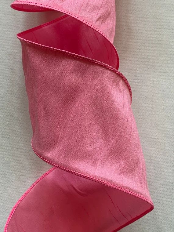 1.5 or 4 Pink Dupioni Ribbon  Wired Edges  Faux | Etsy | Etsy (US)