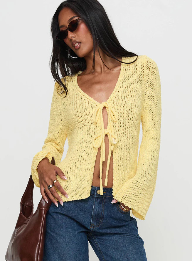 Swain Knit Cardigan Lemon | Princess Polly US