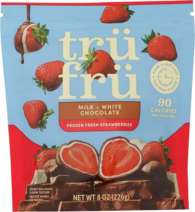 Tru Fru Fresas de la Naturaleza Hiper-Refrigeradas en Chocolate Blanco y con Leche, Bolsa de 8 On... | Amazon (US)