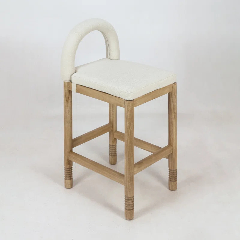 Heidi Solid Wood & Boucle Counter Stool | Wayfair North America