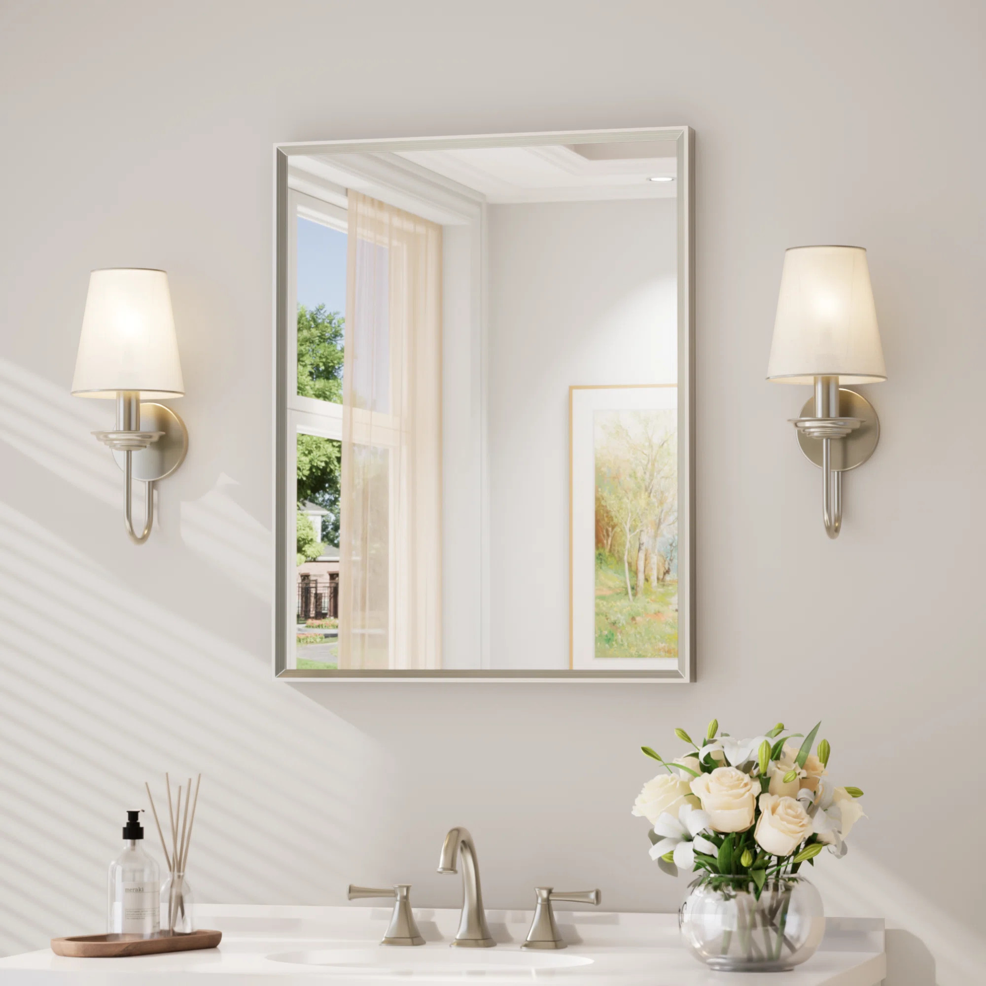 Bathroom Vanity Mirror with Aluminum Frame and Tempered Glass | Wayfair North America