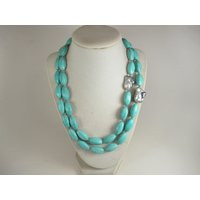 Chunky Turquoise Necklace, Baroque Pearl, Statement Jewelry | Etsy (US)