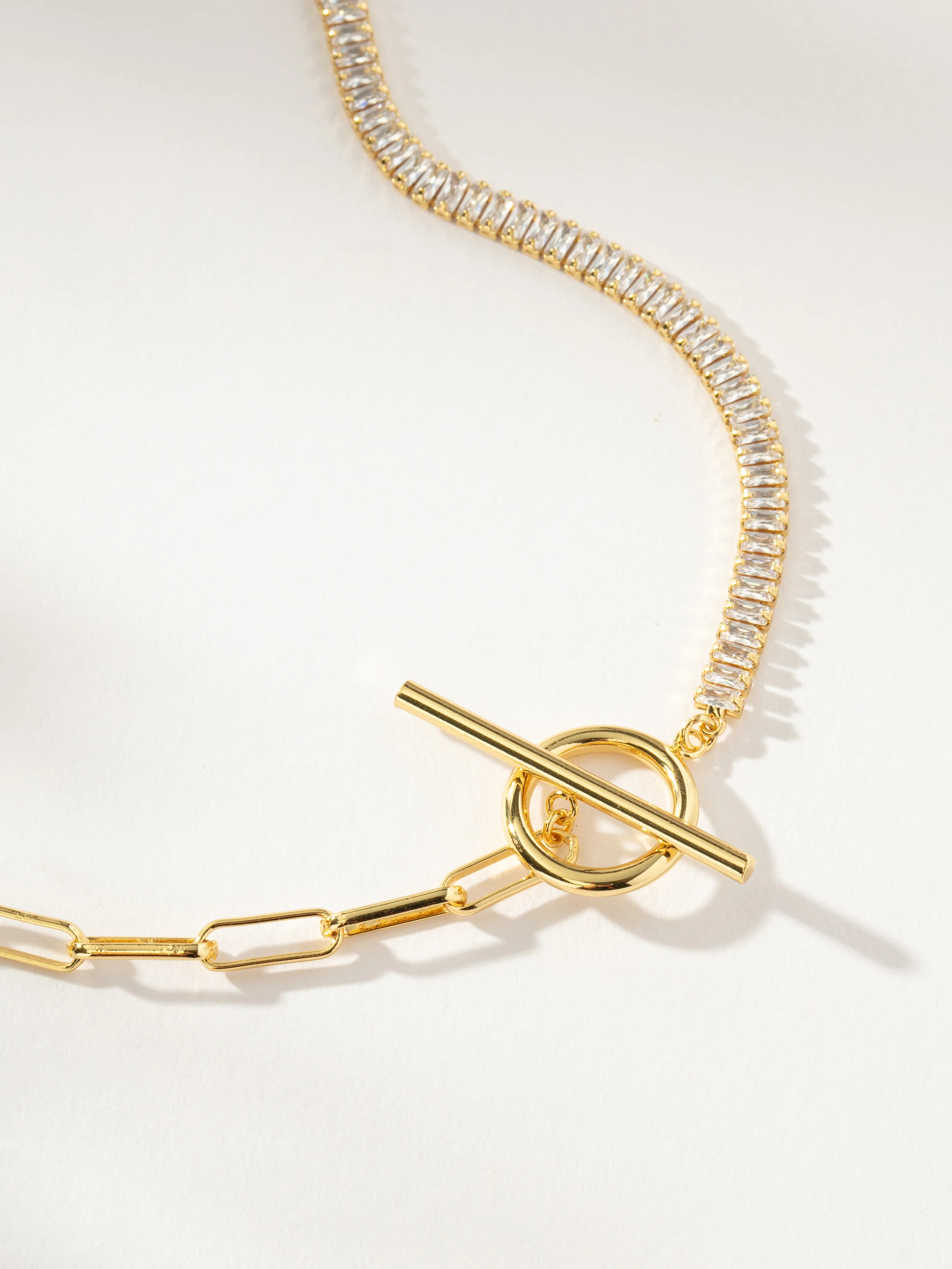 Gold Elite Baguette Stones Paperclip Chain Necklace | Uncommon James | Uncommon James
