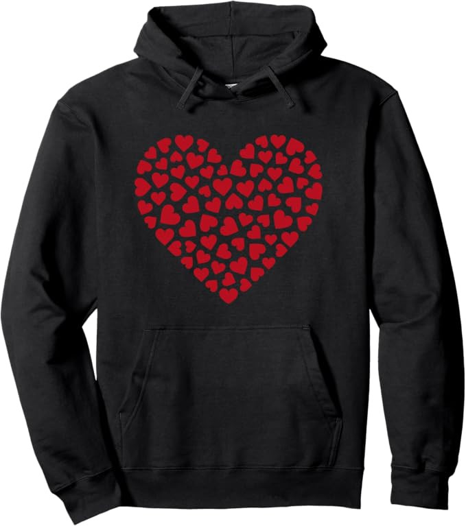 Love Hoodie Women Men Red Heart Valentine's Day Graphic Pullover Hoodie | Amazon (US)