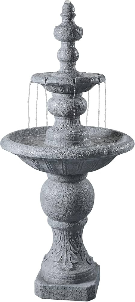 Teamson Home 52.56 in. Outdoor Two-Tier Water Fountain with Realistic ICY Stone Texture for Outdo... | Amazon (US)