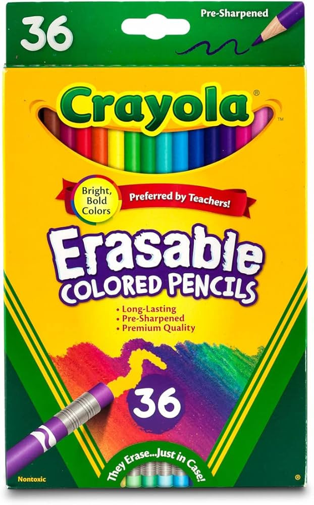 Crayola Erasable Colored Pencils, 36 Count, Art Tools, Stocking Stuffers, Gifts, Ages 4, 5, 6, 7 | Amazon (US)