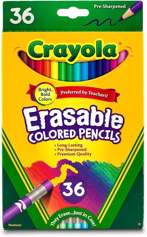 Crayola Erasable Colored Pencils, 36 Count, Art Tools, Stocking Stuffers, Gifts, Ages 4, 5, 6, 7 | Amazon (US)