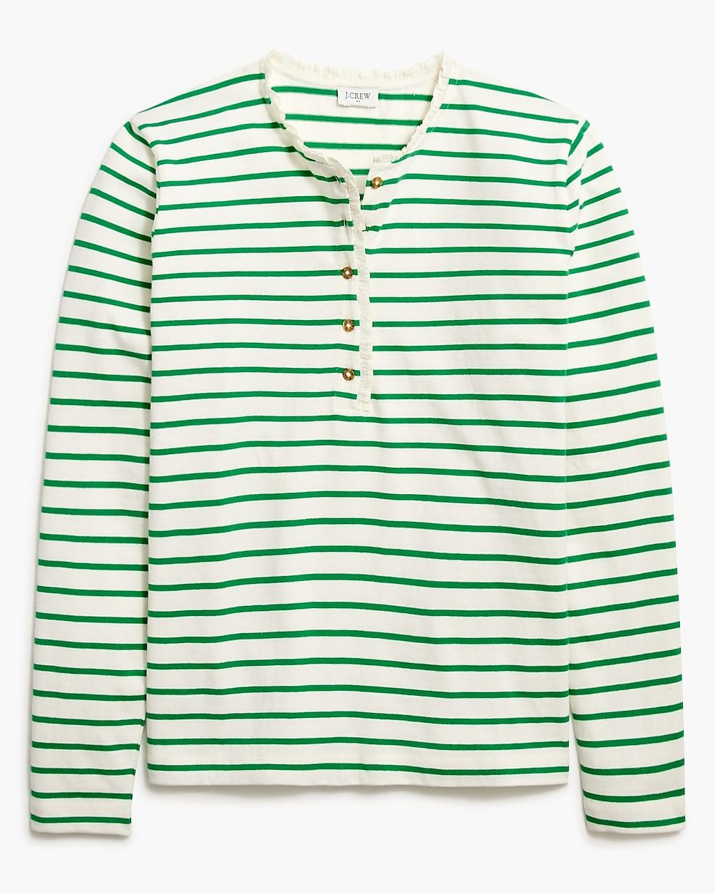 Striped ruffle-collar henley | J.Crew Factory