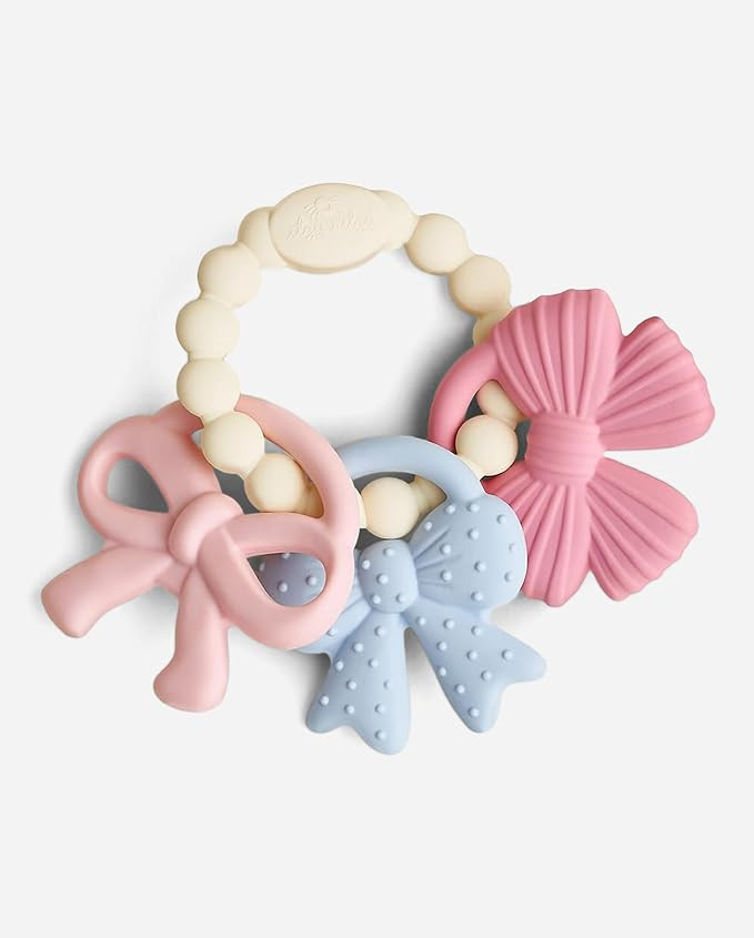 Itzy Ritzy Silicone Teether Trio, Textured Baby Teething Toys Rings (Bows) | Amazon (US)