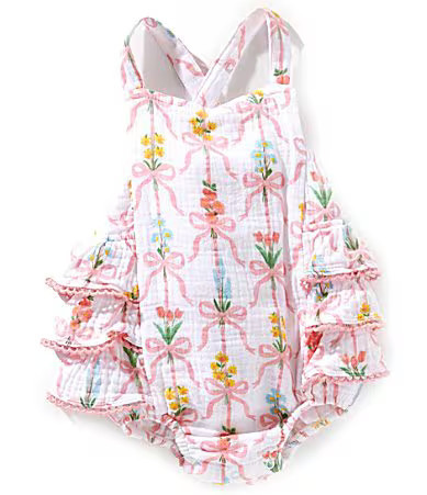 Angel Dear Baby Girls Ribbon Bouquets Sunsuit Romper - 0/3 Months | Dillard's