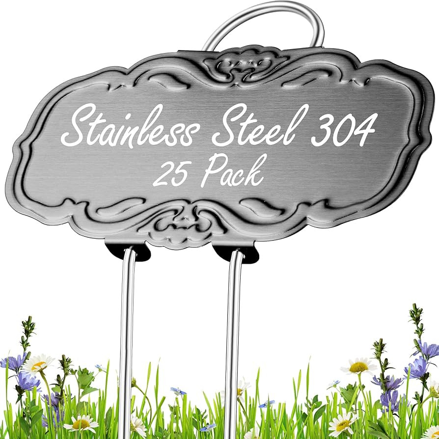 Updated Metal Plant Labels for Garden, 25 Pack Stainless Steel DIY Plant Markers Waterproof for F... | Amazon (US)