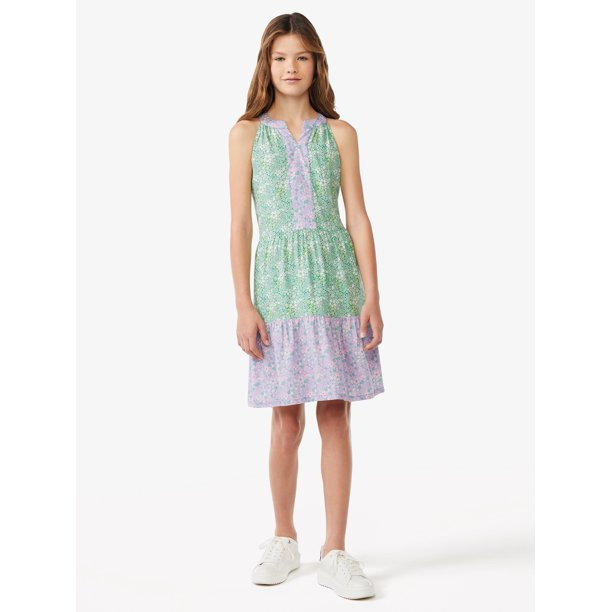 Free Assembly Girls Floral Tiered Halter Dress, Sizes 4-18 - Walmart.com | Walmart (US)