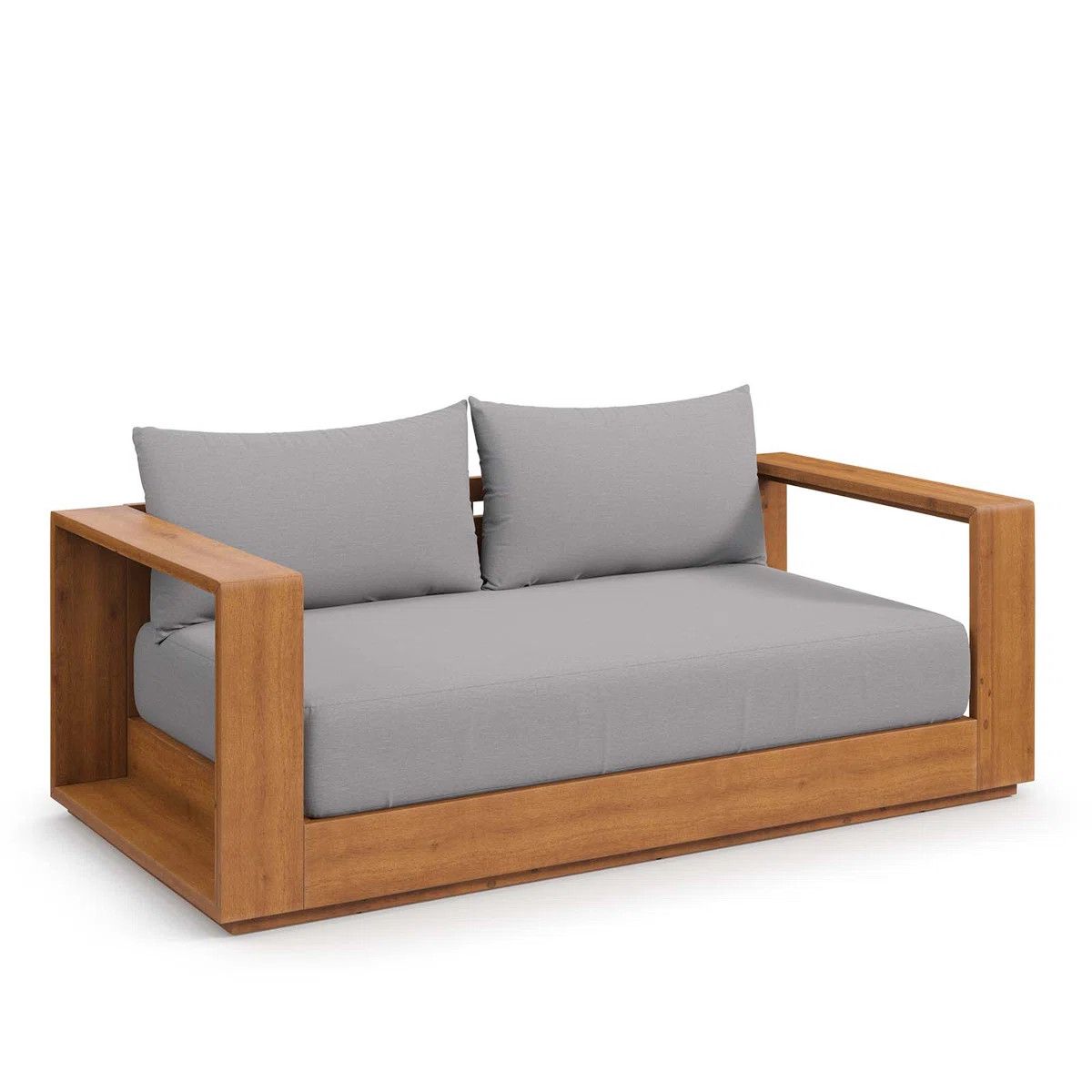 Tahoe Acacia Wood Outdoor Patio Acacia Wood Loveseat In Natural Light Gray | Wayfair North America