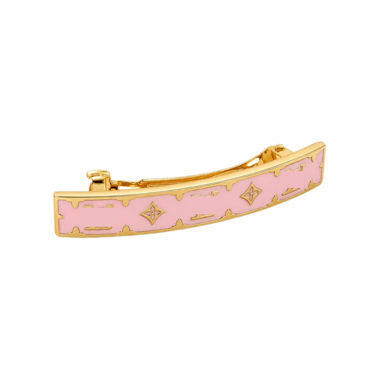 Hair Barrette, Hair Clip, Decorative Hair Ornament, Womens Hair Accessory, Pink Enamel Gold Tone Hair Pin With Symmetric Embossing & Floral Design For Daily Wear & Gift Giving | Amazon (US)