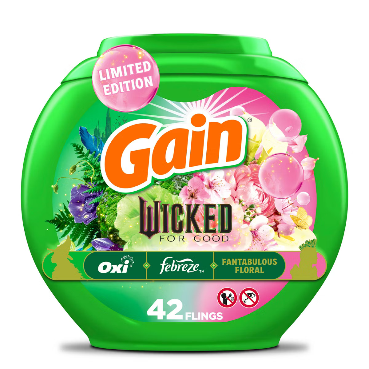 Gain Wicked for Good Fantabulous Floral Limited Edition Laundry Detergent Pods 42 Pacs - 30oz | Target