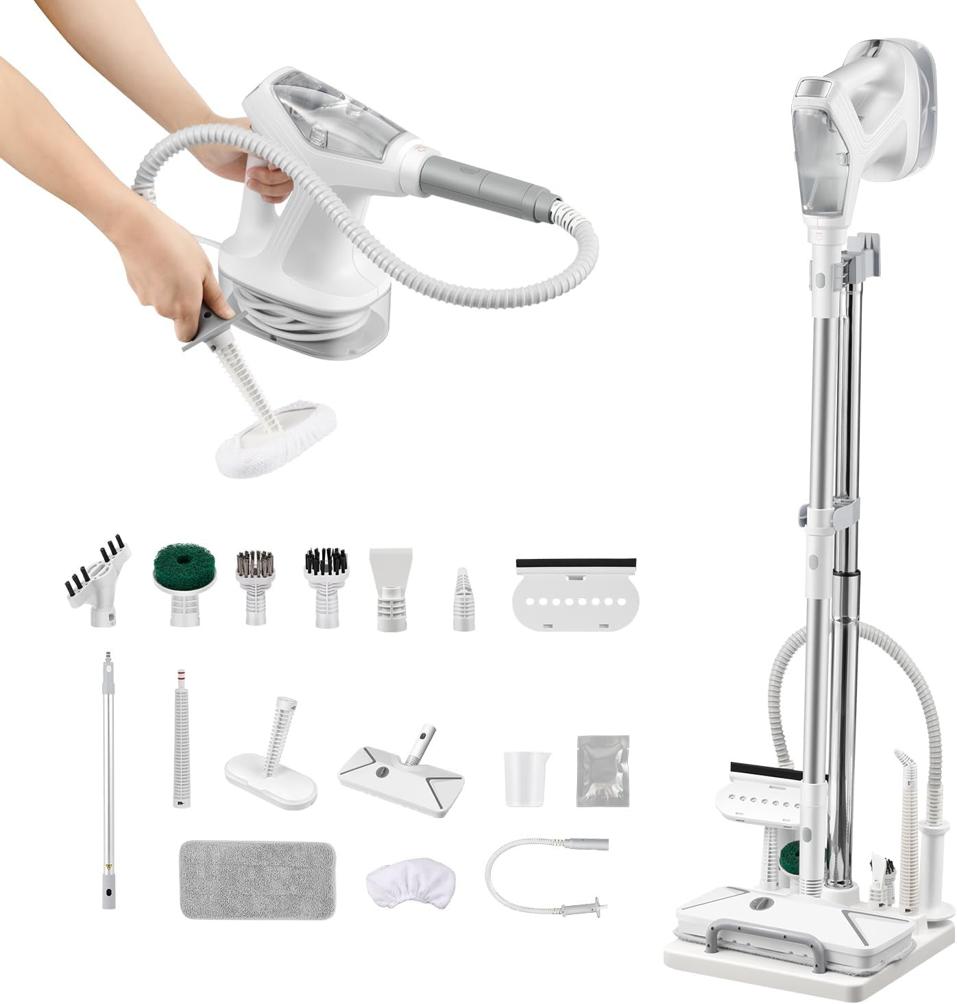 Hapyvergo Steam Mop Cleaner Handheld Steamer for Cleaning Combo with Stand 24 In 1 for Hardwood L... | Amazon (US)