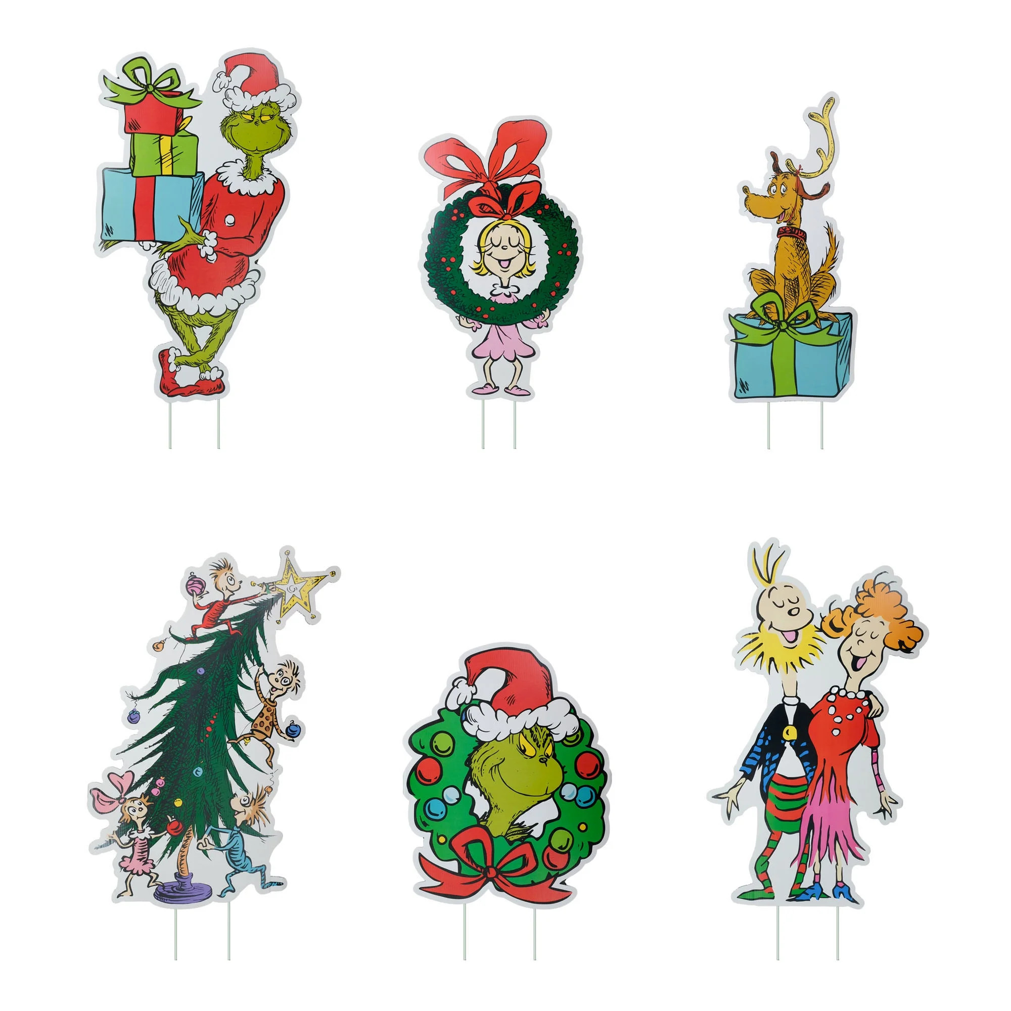 The Grinch Corrugated PVC Christmas Yard Stakes, 6 pc, by Ruz - Walmart.com | Walmart (US)