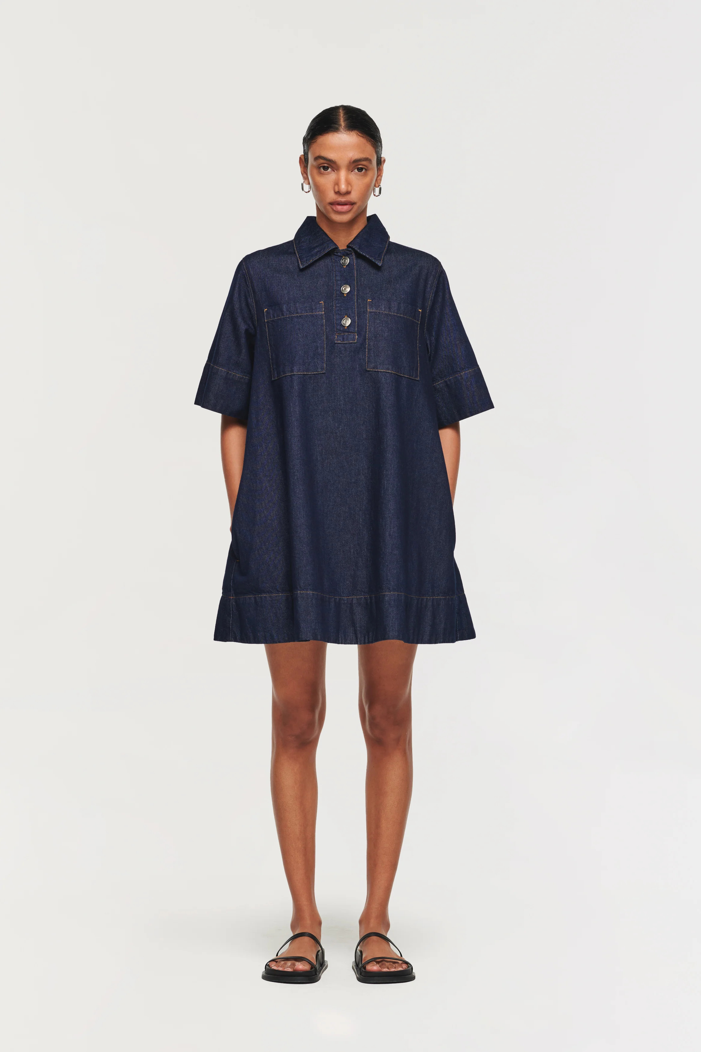 Grace | Denim Pocket Dress in Indigo | ALIGNE | ALIGNE USA
