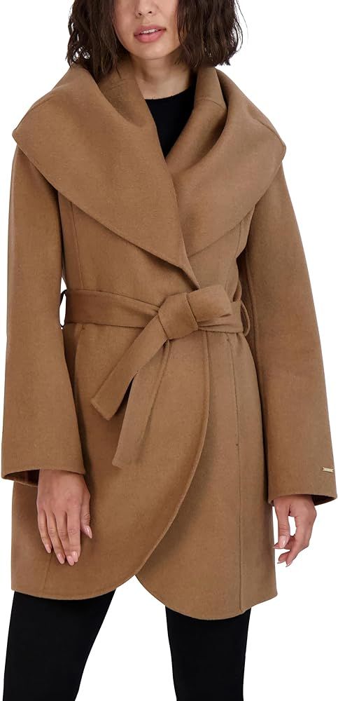 Tahari Women's Double Face Wool Blend Wrap Coat with Oversized Collar | Amazon (US)