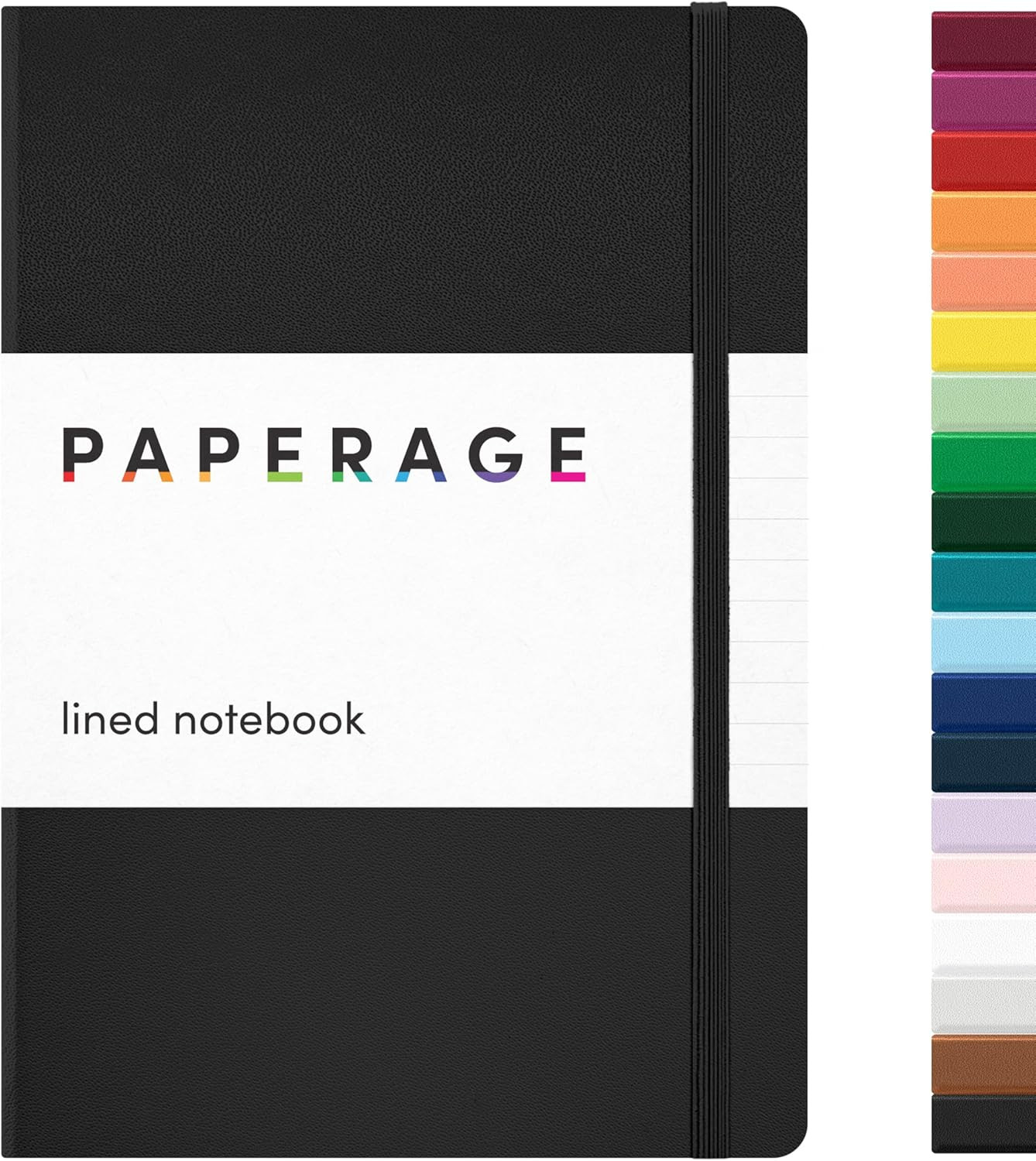 PAPERAGE Lined Journal Notebook, (Black), 160 Pages, Medium 5.6 inches x 8 inches - 100 GSM Thick... | Amazon (US)