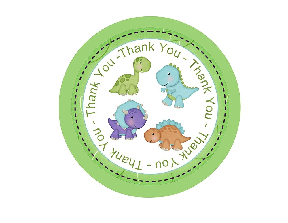Baby Dinosaur Thank You Stickers 24pcs, Dino Party Favors for Birthday Decoration, T-Rex Party Su... | Amazon (US)