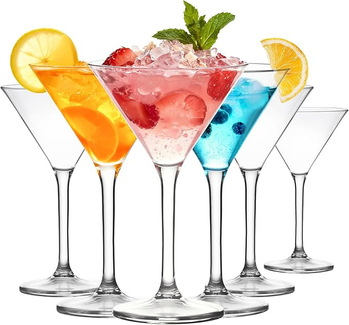 ZOMUIA Plastic Martini Glasses, 10 oz Martini Glasses Set of 12, Reusable Plastic Cocktail Glasse... | Amazon (US)