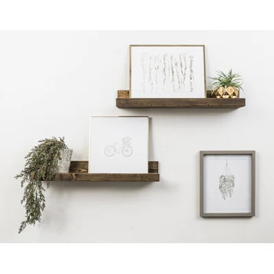 Kalel 2 Piece Pine Solid Wood Picture Ledge Wall Shelf Mistanaâ¢ Size: 24'' W x 7'' D, Finish: Dark | Wayfair North America