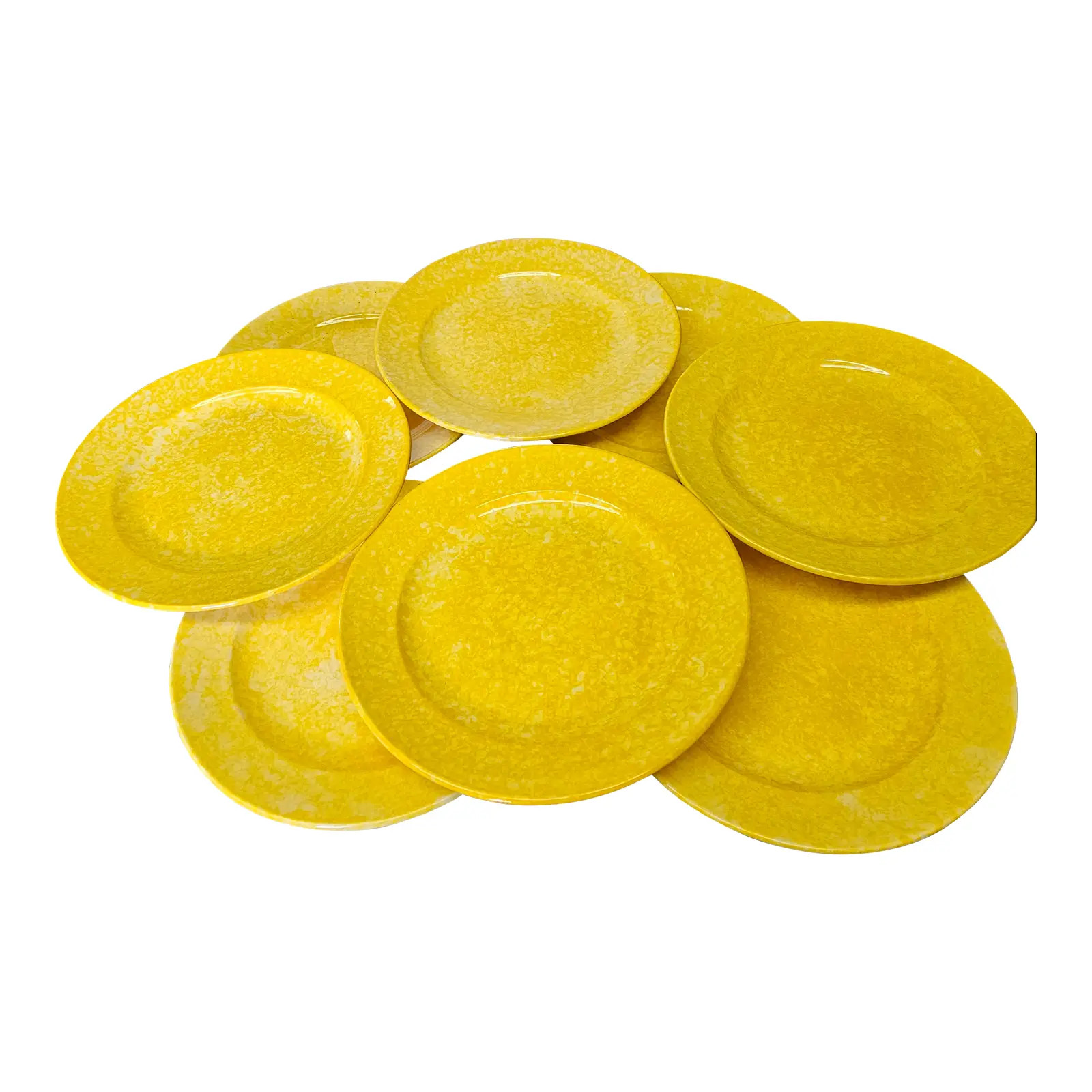 Vintage Yellow Stangl Spongeware Dinner Plates Made for Tiffany and Company - Set of 8 | Chairish