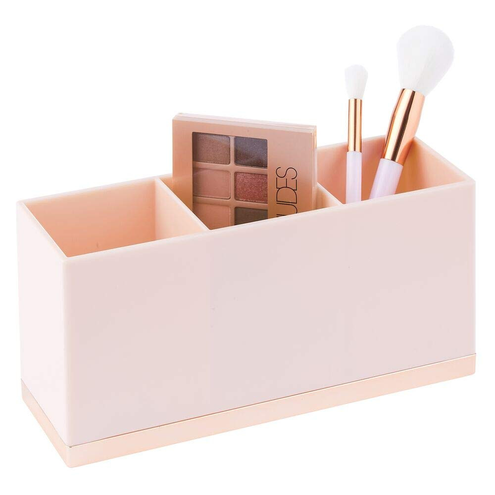 mDesign Plastic Makeup Organizer Caddy with 3 Sections for Bathroom Vanity Countertops or Cabinet... | Amazon (US)