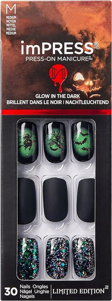KISS imPRESS Limited Edition Halloween Press-On Nails, Glow-In-The-Dark, PureFit Technology, Witc... | Amazon (US)