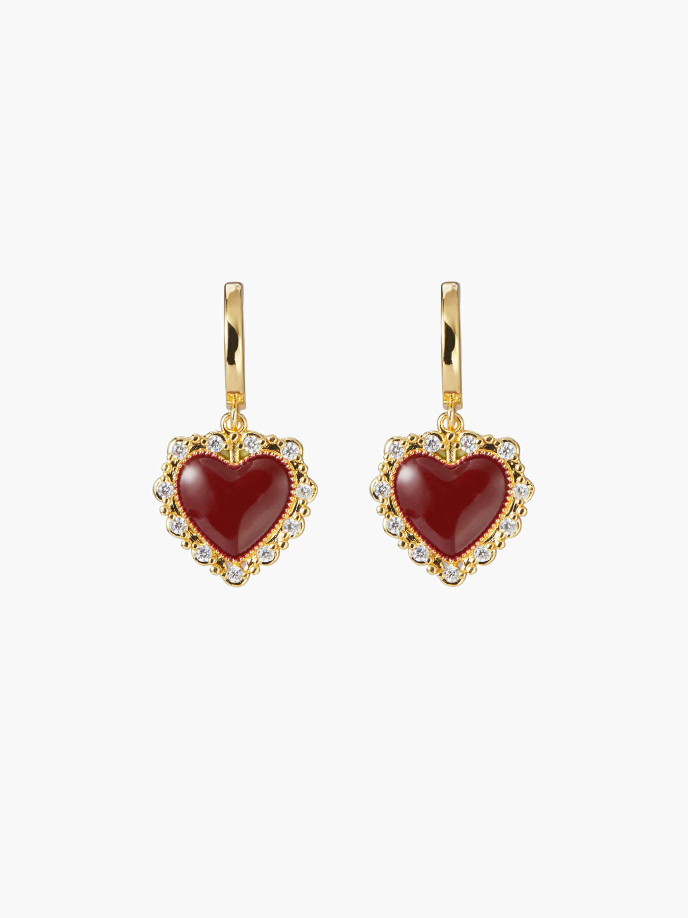 HEART ZIRCON LACE DROP EARRINGS | Cider