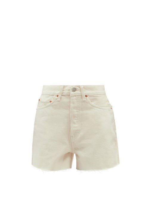 Re/Done - 50s Cutoff High-rise Denim Shorts - Womens - White | Matches (US)