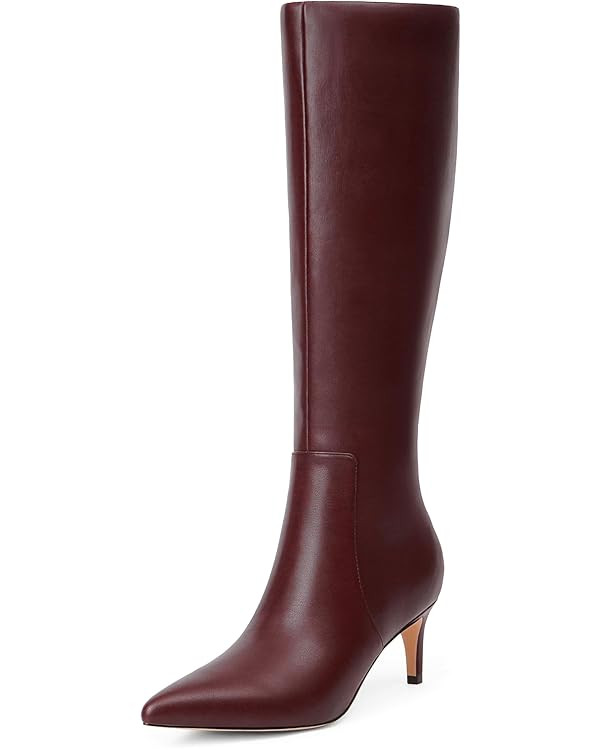 Knee High Boots Women Tall Boots Pointed Toe Kitten Heel Boots for Women Side Zipper Long Fall Bo... | Amazon (US)